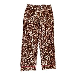 La Vie En Rose Animal Print Pajama Pants Red Cuffed Stocking Stuffer Size Small